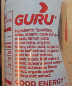 GURU Lite Natural Energy Drink - Low Calorie, Vegan, Organic Energy Drinks - Experience Energy Without the Jitters, Rush or Crash - 24 x 8oz/250ml Cans 8.4 Fl Oz (Pack of 24) 36 71HuP6Xh3L