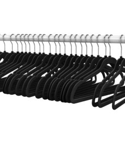 TECHZOO 50 Pack New Premium Quality Velvet Hangers Ultra Thin Non Slip Adult Felt Space Saving Hangers for Closet Heavy Duty Coat Pants Jackets Dress Hangers 360° Swivel Hook Hold Upto 10 lbs Black 28 71Hus7ICYCL