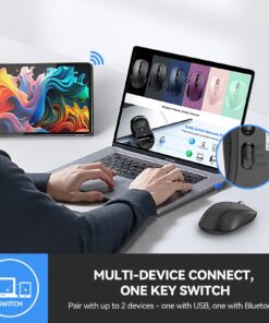 Alternative view of TECKNET Bluetooth Mouse, Wireless Mouse for Laptop 2-in-1(Bluetooth 5.0/3.0+2.4Ghz) Computer Mouse, Portable Ergonomic PC Wireless Mouse with USB Receiver, Compatible with MacBook Pro Air Chromebook Black