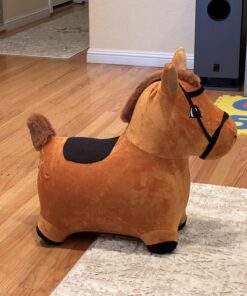 iPlay, iLearn Bouncy Pals Brown Hopping Horse, Toddler Plush Animal Hopper Toy, Kids Inflatable Ride on Bouncer W/Pump, Indoor Outdoor Jumper, Birthday Gifts for 18 24 Months 2 3 Year Old Boys Girls Brown Hopper Horse 33 71HvUJKbCL