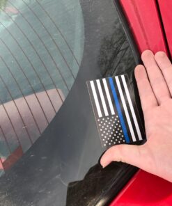 Sassy Stickers Subdued US Flag Reflective Decal with Thin Blue Line 4"x2.5" 18 71Hvg3PhVLL