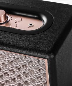 TEWELL Speaker for Turntable, HD 24W Audio Vintage Wireless Speakers Plug-in Speaker with Extended Bass and Treble, Knob for Volume Control, Toggle Switch and 3.5mm AUX Input Black 26 71Hw4N6fZYL