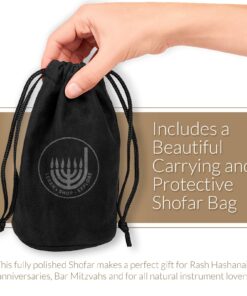 Alternative view of KOSHER ODORLESS POLISHED SHOFAR | Genuine Natural Rams Horn | Smooth Mouthpiece for Easy Blowing | Includes Velvet like Drawstring Bag and Shofar Blowing Guide (10”-12”) 10"-12"