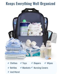 Alternative view of Mancro Diaper Bag Backpack, Multifunctional Dad Diaper Bag with 2 Side Insulated Pockets, Travel Water Resistant Baby Diaper Backpack for Men Women with Stroller Straps, Black