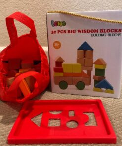 Lewo Large Wooden Blocks Construction Building Toys Set Stacking Bricks Board Games 32 Pieces 40 71HyWFSmYjL