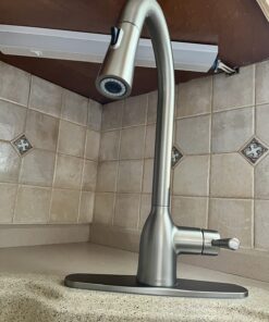 Moen Adler 87233SRS Spot Resist Stainless Zinc Pull Down Kitchen Faucet with Power Clean, Button, and Retractable Wand, ADA Compliant, Classic Style, Fashion-forward, Built to Last Standard 29 71HzjwT93rL