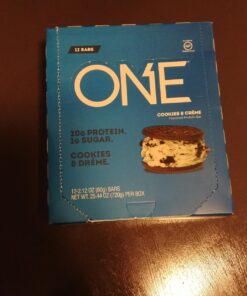 ONE Protein Bars, Cookies & Creme, Gluten Free Protein Bars with 20g Protein and Only 1g Sugar, Guilt-Free Snacking for High Protein Diets, 2.12 oz (12 Count) Cookies & Crème 20 71Hzn6JfB3L