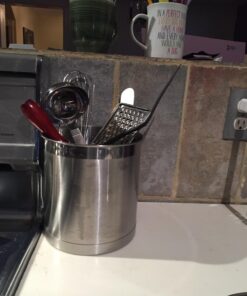 Oggi Stainless Steel Jumbo Utensil Holder - 7" Utensil Caddy, Weighted Base for Stability - Extra Large Utensil Crock and Countertop Utensil Organizer, Stainless Steel Stainless Steel - 7" 56 71I4CllFQ9L