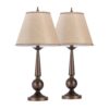 Globe Electric 12398 Set of Two 27" Table Lamps, Bronze Finish, Beige Shades Oil-Rubbed Bronze 48 71I4cEtfIDL