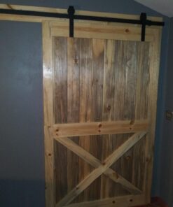 SMARTSTANDARD 8 Feet Heavy Duty Sturdy Sliding Barn Door Hardware Kit -Smoothly and Quietly -Easy to Install -Includes Step-by-Step Installation Instruction Fit 48" Wide Door Panel (J Shape Hanger) 33 71I5HlClw9L