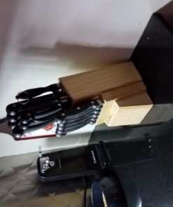 Knife Set With Wooden Block - 15 Piece Set Includes Chef Knife, Bread Knife, Carving Knife, Utility Knife, Paring Knife, Steak Knife, Boning Knife, Scissors And Knife Sharpener. - By Kitch N’ Wares 42 71I6R0p1UdL