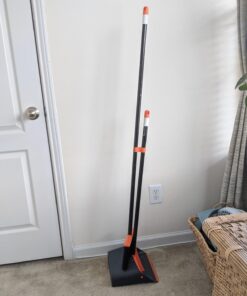 TreeLen Broom and Dustpan Set with 52" Long Handle for Home Kitchen Room Office Lobby Floor Use Upright Stand Up Stand Up Broom with Dustpan Combo A Orange Broom and Dustpan 39 71I6w6FQz L