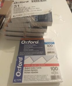 Oxford 31EE Ruled Index Cards, 3" x 5", White, 1,000 Cards (10 Packs of 100) (31) 3 x 5, 1000 Count 38 71I6xioTWWL