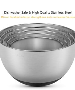 X-Chef Stainless Steel Bowls with Lids, Mixing Storage Bowl Set of 5 with Measurement, Stackable & Non-slip (1, 2, 2.5, 3.5, 4.5 QT) 33 71I7DgQqo3L 1