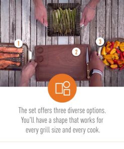 Grill Basket - Yukon Glory™ 3-Piece Mini Grilling Basket Set - Stainless Steel Perforated Grill Baskets for Grilling Veggies Seafood and Meats Includes Grill Pan - Square Basket and Circular Basket 21 71I7c4TQFLL