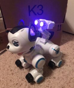 fisca Remote Control Robotic Dog RC Interactive Intelligent Walking Dancing Programmable Robot Puppy Toy Electronic Pets with Light and Sound for Kids Boys Girls Age 6, 7, 8, 9, 10 and Up Years Old 23 71I7jt4wdtL