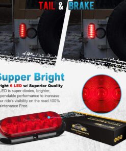 Partsam 2PCS Trailer Truck Boat Bus Red LED 6" Inch Oval Stop Turn Tail Brake Light DOT Certified Marker Lights Sealed Surface Mount 12V Waterproof IP65 Replacement for Trailer RV Trucks 21 71I9PVBuyAL