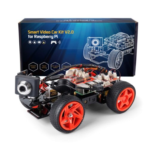 SunFounder Smart Video Car Kit V2.0 PiCar-V Robot Kit for Raspberry Pi 4 Model B 3B+ 3B Graphical Visual Programming Language, Video Transmission, Remote Control by UI on Windows Mac Web Browser Picar-v-2.0