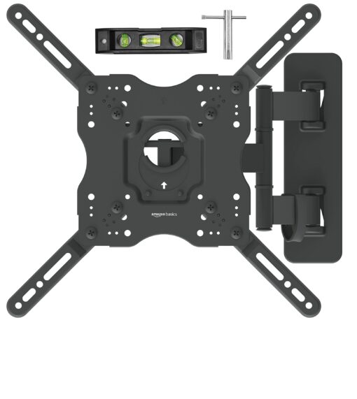 Amazon Basics Full Motion Articulating TV Monitor Wall Mount for 26" to 55" TVs and Flat Panels up to 80 Lbs, Black 26-inch to 55-inch TVs Articulating 16 inch Extension