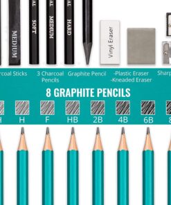 Norberg & Linden Drawing Set - Sketching and Charcoal Pencils - 100 Page Drawing Pad, Kneaded Eraser. Art Kit and Supplies for Kids, Teens and Adults 26 71IDkp22CjL