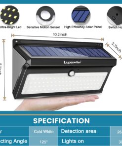 Luposwiten Solar Lights Outdoor Waterproof 100 LED Solar Powered Outdoor Lights, Motion Sensor Outdoor Lights for Front Door, Yard, Garage, Garden, Patio, Deck (4 Pack) 34 71IGPZN6XpL