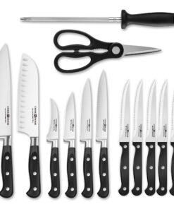 Cook N Home Kitchen Knife Set with Bamboo Storage Block 15-Piece, High Carbon Stainless Steel Blade, Black 15-PC Knife Set 21 71IGU3zqE8L