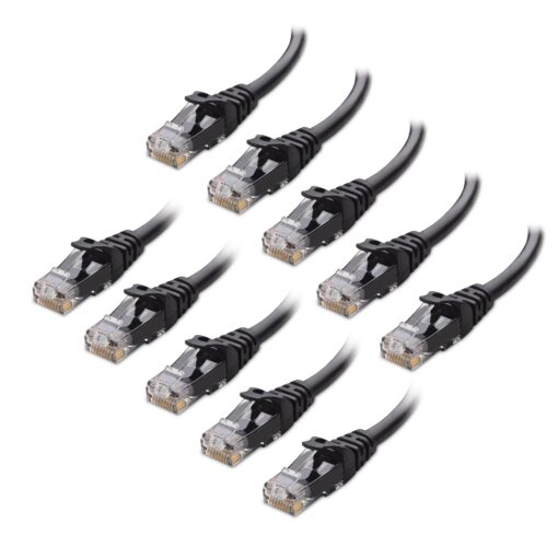 Cable Matters 10Gbps 10-Pack Snagless Cat 6 Ethernet Cable 10 ft (Cat6 Cable, Cat 6 Cable, Internet Cable, Network Cable) in Black 10 Feet