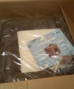 MidWest Homes for Pets 137-BR 'The Original' Curious Cat Cube, Cat House / Cat Condo in Brown Faux Suede & Synthetic Sheepskin Brown Single Story 49 71IGvQsSETL 3