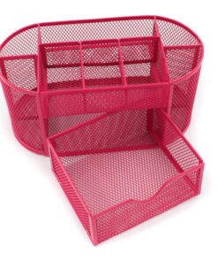 Mesh Desk Organizer Office Supply Caddy Drawer with Pen Holder Collection Pink 17 71IHLJ8KKL