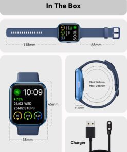 ENOMIR Smart Watch for Men Women(Answer/Make Call), Alexa Built-in,Fitness Watch with Heart Rate SpO2 Sleep Monitor 100 Sports 5ATM Waterproof Activity Trackers and Smartwatches for iOS&Android Phones Blue 15 71IJnSjITL
