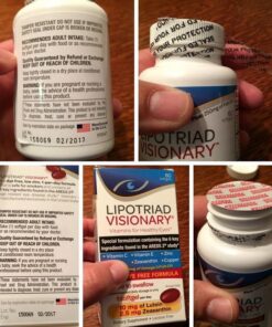 Lipotriad Visionary Eye Vitamin and Mineral Supplement with AREDS2® Ingredients in Our own Custom Formula, 60 Count 60 Count (Pack of 1) 28 71INGljIX L