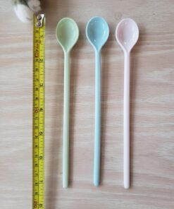 Gohh Long Handle Spoons 7.2 Inch: Latte Machiatto, Tall Iced Tea, Ice Cream Sundae, Coffee, Tea, Cocktail or Hot Chocolat Stirring Longdrink Spoons, Set of 6 Green, Blue, Pink 32 71IOBSVPygL