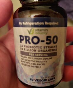 Vitamin Bounty Pro-50 Probiotics - 13 Probiotic Strains, Gut Health, Digestive Health, Probiotic for Women and Men, Delayed Release Capsule with Prebiotic Greens - 60 Capsules 60 Count (Pack of 1) 41 71IPIy3Vh8L