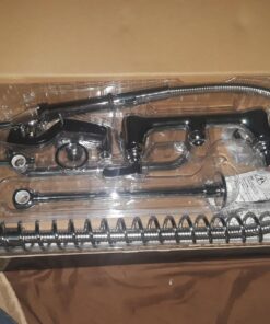 Aquaterior Upgraded Pre-Rinse Commercial Kitchen Faucet with Sprayer 44" Height Wall Mount Double Handle with Add-On 12" Rotatable Spout Pull Down for 2/3 Compartment Sink CUPC NSF CEC 44" with Short Spout 23 71IPOWojxDL