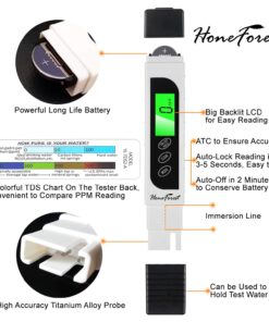 HoneForest Water Quality Tester, Accurate and Reliable, TDS Meter, EC Meter & Temperature Meter 3 in 1, 0-9990ppm, Ideal Water Test Meter for Drinking Water, Aquariums, etc. 26 71IPnVF4qtL