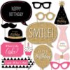 Big Dot of Happiness Chic Happy Birthday - Pink, Black and Gold - Birthday Photo Booth Props Kit - 20 Count 11 71IQ9 MWzhL