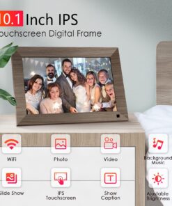 Alternative view of Canupdog 10.1 WiFi Digital Picture Frame, IPS Touch Screen Smart Cloud Digital Photo Frame with 16GB Storage, Wall Mountable, Auto-Rotate, Motion Sensor, Share Photos via Frameo App 10.1 inch Wooden