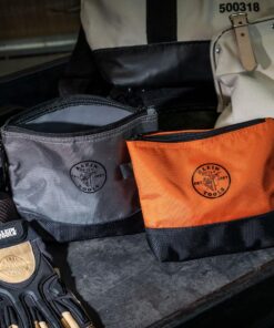 Klein Tools 55470 Utility Bag, Stand-Up Zipper Tool Bags, Tough 1680d Ballistic Weave, Reinforced Bottoms, Orange/Black, Gray/Black, 2-Pack 25 71ISZsDx0RL