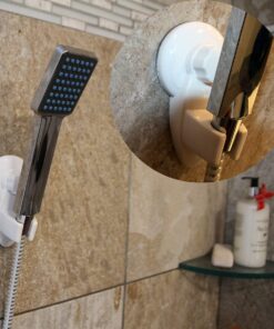 Non-Rotating Hand-Held Shower Head Bracket in White - Secure Suction Cup Mount, Fits Up to 1-Inch Base, No Drilling Required 14 71ITMK7XzFL