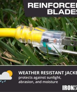 IRON FORGE CABLE 100 Foot Outdoor Extension Cord - 12/3 SJTW Heavy Duty Yellow 3 Prong Extension Cable, 15 AMP - Great for Garden and Major Appliances 100FT 16 71IUEInmXmL