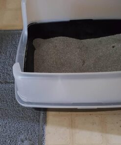 IRIS USA Open-Top Cat Litter Box with Shield and Scoop, Black Regular 40 71IULWGS JL