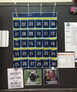 MISSLO Classroom Cell Phone Calculator Holder Numbered 30 Pockets Chart Hanging Wall Door Storage Organizer (Blue) 47 71IV4Xm7lL