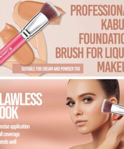 Flat Top Kabuki Foundation Brush - Premium Makeup Face Brush For Liquid, Cream, Powder - Blending, Buffing, Stippling Brush - Pro Quality Synthetic Dense Bristles Pink 22 71IW RpZwL