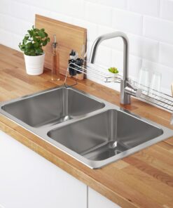 Home Basics Over Sink Shelf, (Chrome) Steel Over The Kitchen Sink Organizer for Soap, Sponges, Scrubbers, and More | with Cutlery Holder 25 71IWiyT ODL