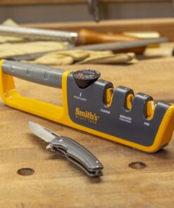 Smith's 50264 Adjustable Angle Knife Sharpener - Grey/Yellow - Adjustable Sharpening Angles - Repair, Restore & Polish Blades - 2-Stage Handheld Manual Sharpener - Hunting, Pocket & Serrated Knives 17 71IWw2CIJ7L