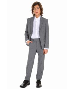Calvin Klein Boys' Long Sleeve Sateen Dress Shirt, Style with Buttoned Cuffs & Shirttail Hem 14 White 12 71IXLvofuGL