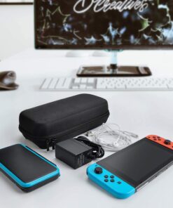 Deruitu Switch Carrying Case Compatible with Nintendo Switch/Switch OLED - Fit AC Charger Adapter - with 20 Game Cartridges Hard Shell Travel Switch Pouch for Console & Accessories Black 41 71IXVEdRSXL 1