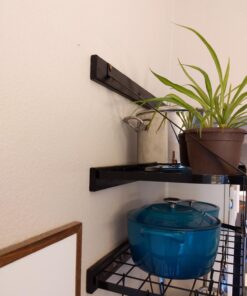 Vdomus Hanging Pot Rack - Rustproof Wall Mounted Pot Rack Pan Hanger for Kitchen Storage & Organization - Durable, Thick Iron Material - Easy Setup 2-Tier Pot Shelf Wall Mount Pot Holder - Black 40 71IYMN4bIdL