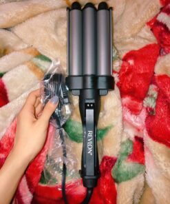 REVLON 3 Barrel Jumbo Hair Waver | Long-Lasting, Natural Looking Waves, (Grey) Grey 49 71IYqAFesL