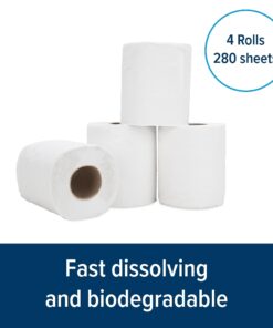Camco Camper/RV Toilet Paper | Sewer-Safe, Septic-Safe & Biodegradable | Designed for Camper, Trailer & Marine Sanitation Systems | 1-Ply Tissue | 4 Toilet Paper Rolls – 280 Sheets per Roll (40275) 70 sheet (Pack of 4) Single 8 71Ia3ZvGpOL